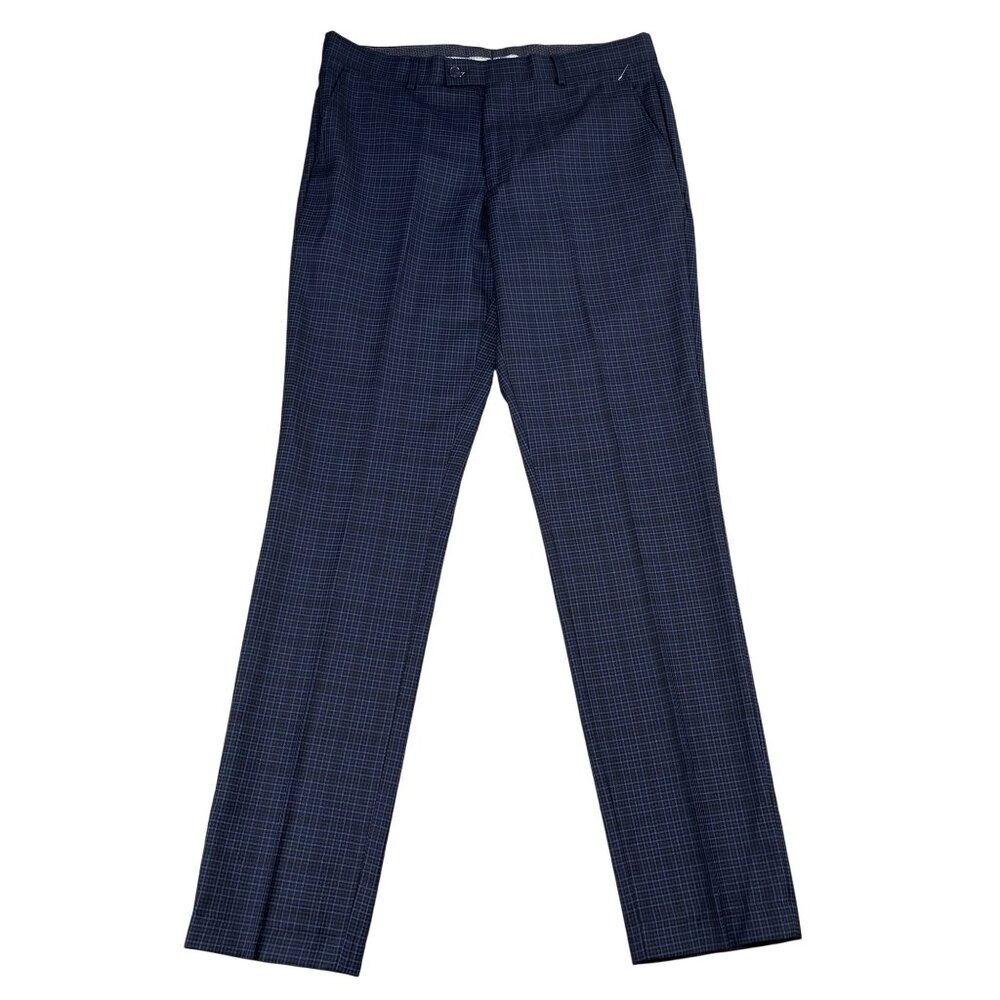 NWOT the Savile Row 5977 Hoxton Blue & Black Check Dress Pants Sz 34 x 34